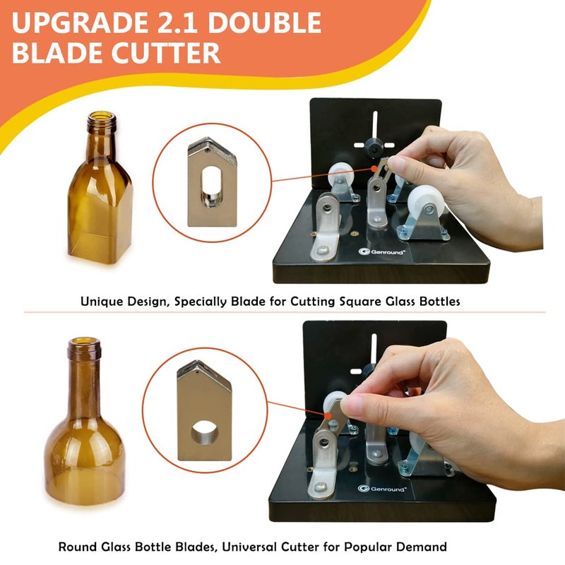 Genround Bottle Cutter, Upgrade 2.1 Glass Bottle Cutter Glass Cuttting Machine for Round Square and Neck Glass Cutting Tool for DIY Projects - Image 3